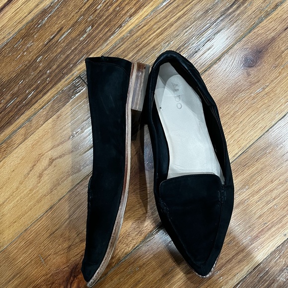 Aldo Black Suede Pointed Loafers 8.5 - Picture 2 of 5